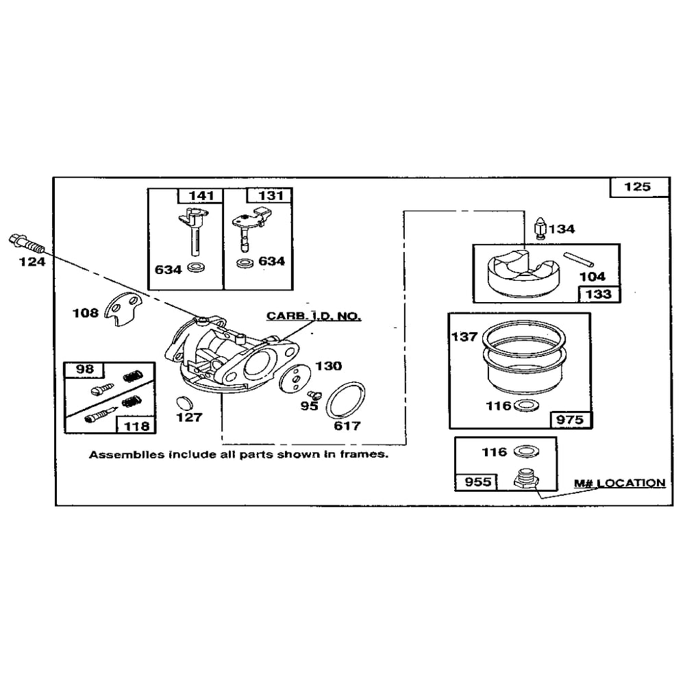 Carburetor Assembly Diagram and Parts List for 122700-122799 0101-0101 Briggs and Stratton Engine